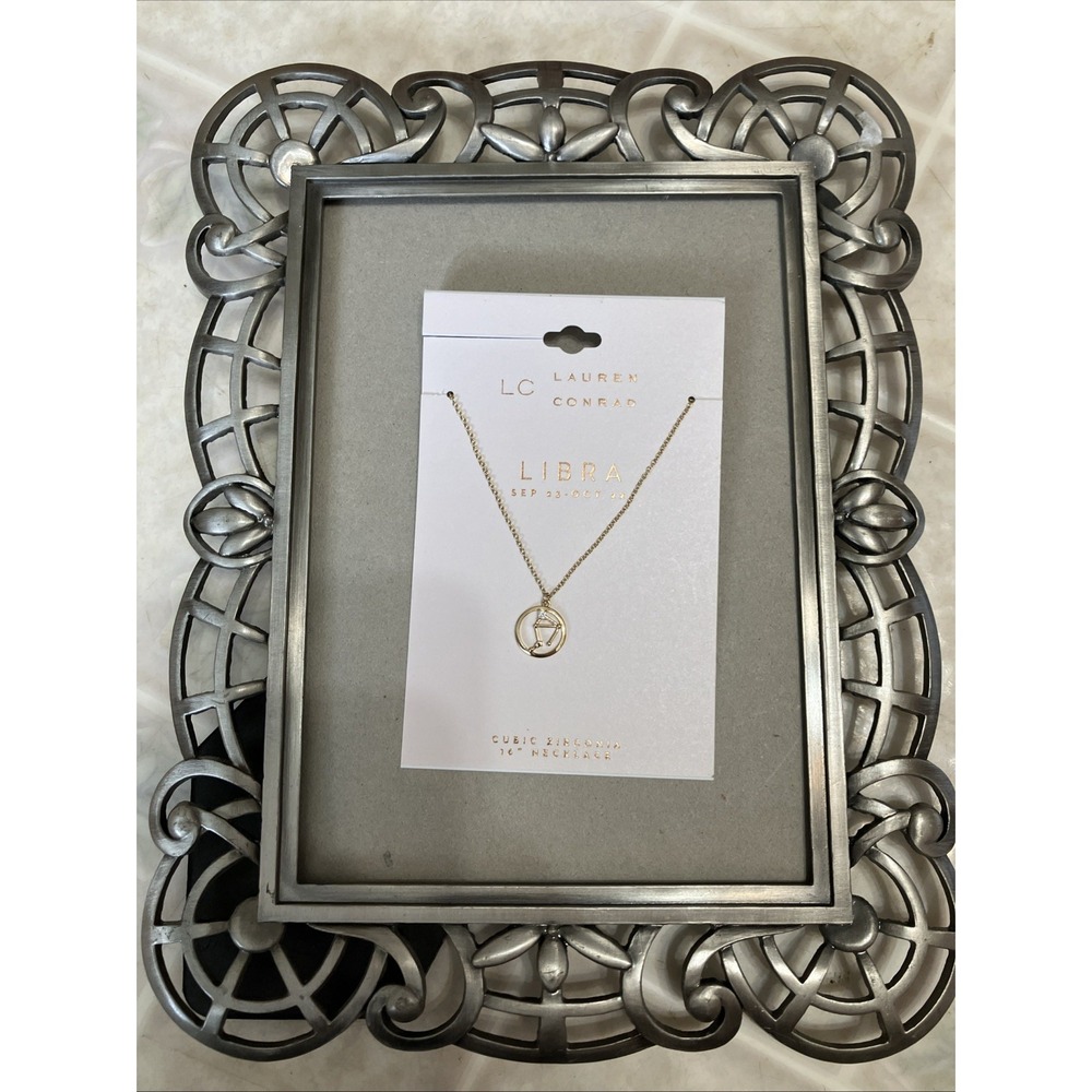 Lauren Conrad Astrology Sign Libra Gold Toned Necklace With Rhinestone New 16"